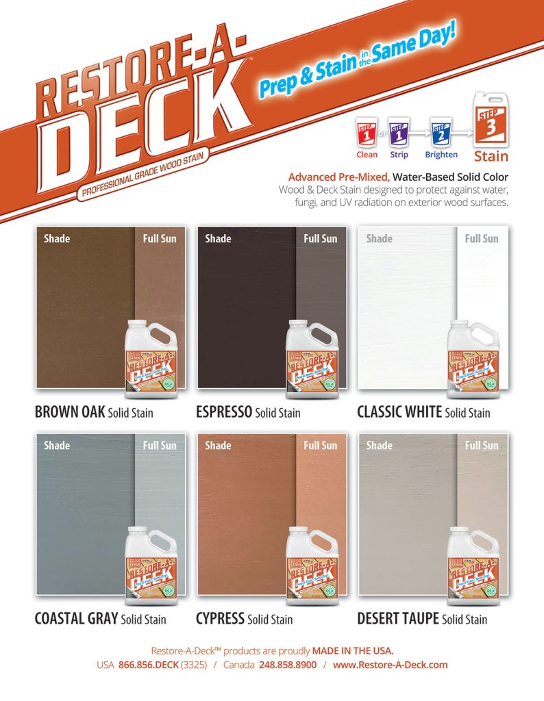 Restore-a-Deck Solid Stain Color Chart